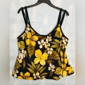 White Stag Floral Swim Camisole - Black and Yellow